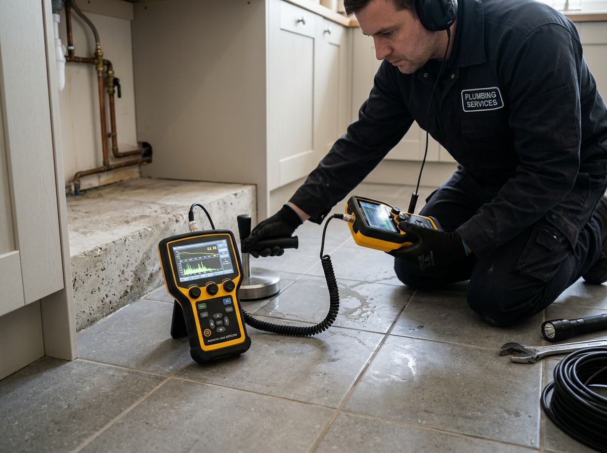 Comprehensive slab leak diagnostic documentation clipboard and digital pressure gauges